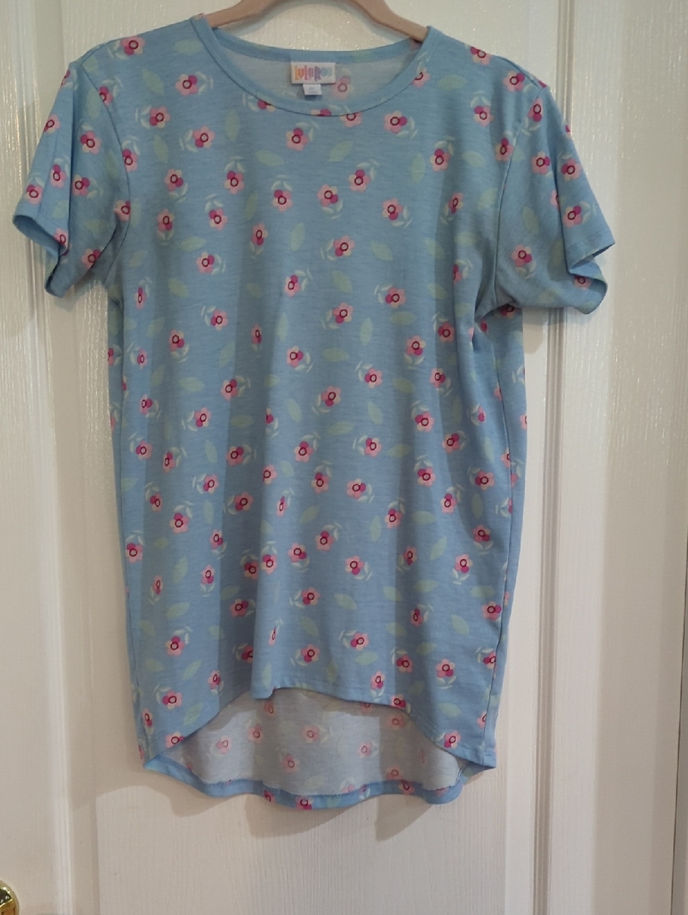 LuLaRoe Light Blue Floral Top Girls 12